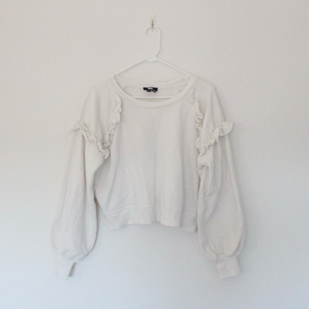 Paige Ruffle Sweatshirt in Ivory